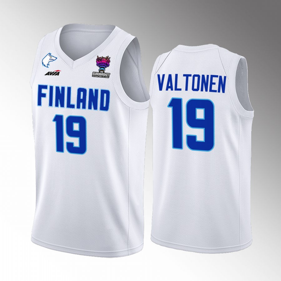 Finland #19 Elias Valtonen FIBA EuroBasket 2022 Home Men Jersey White