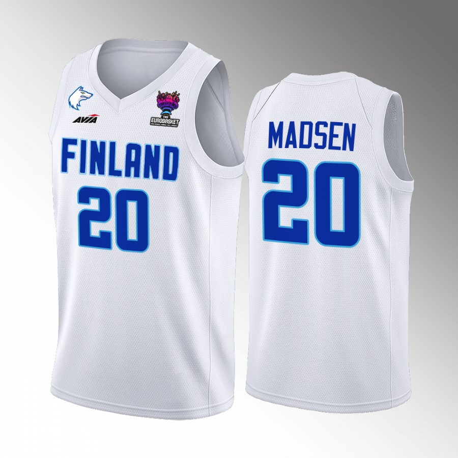 Finland #20 Alexander Madsen FIBA EuroBasket 2022 Home Men Jersey White