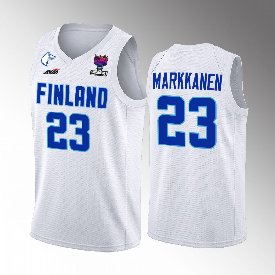 Finland #23 Lauri Markkanen FIBA EuroBasket 2022 Home Men Jersey White
