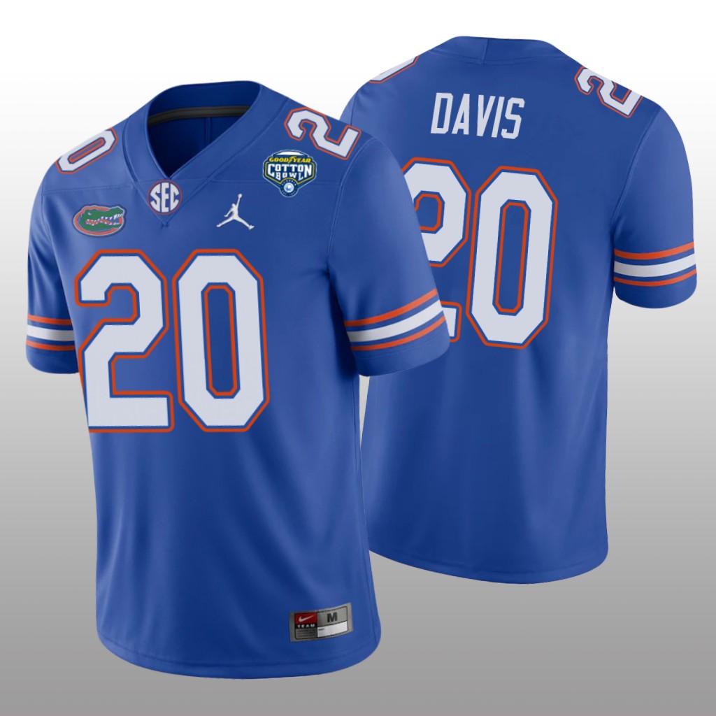 Florida Gators Malik Davis Royal Game Jersey 2020 Cotton Bowl - Men's