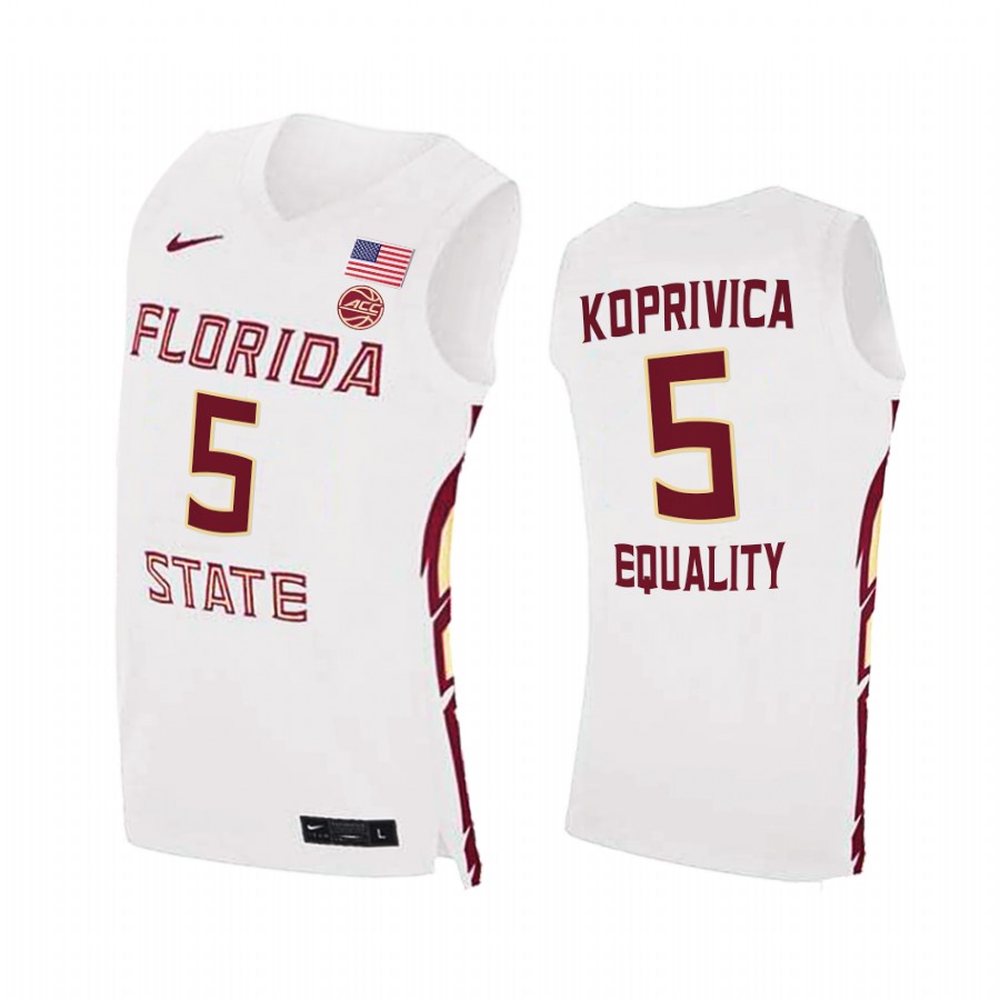 Florida State Seminoles Balsa Koprivica White Equality College  Jersey