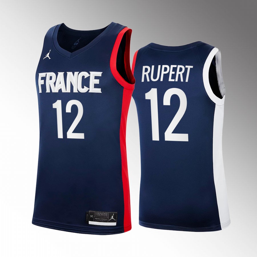 France #12 Rayan Rupert FIBA U18 European Championship 2022 Men Jersey Navy