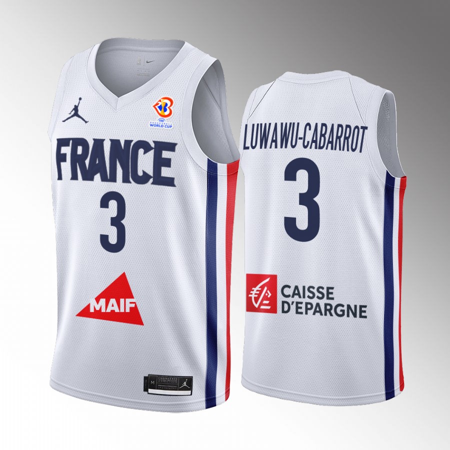 France Team #3 Timothe Luwawu-Cabarrot 2023 FIBA  World Cup Men Jersey White