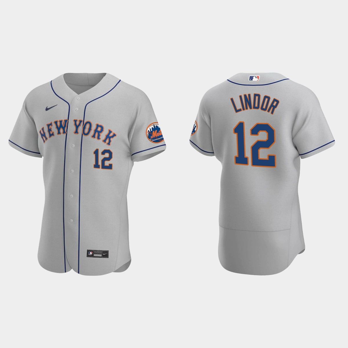 Francisco Lindor #12 New York Mets Road Jersey - Gray