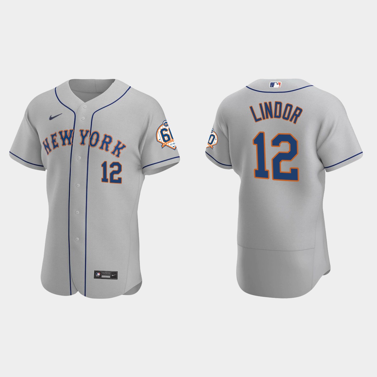 Francisco Lindor New York Mets 60th Anniversary Road Jersey - Gray