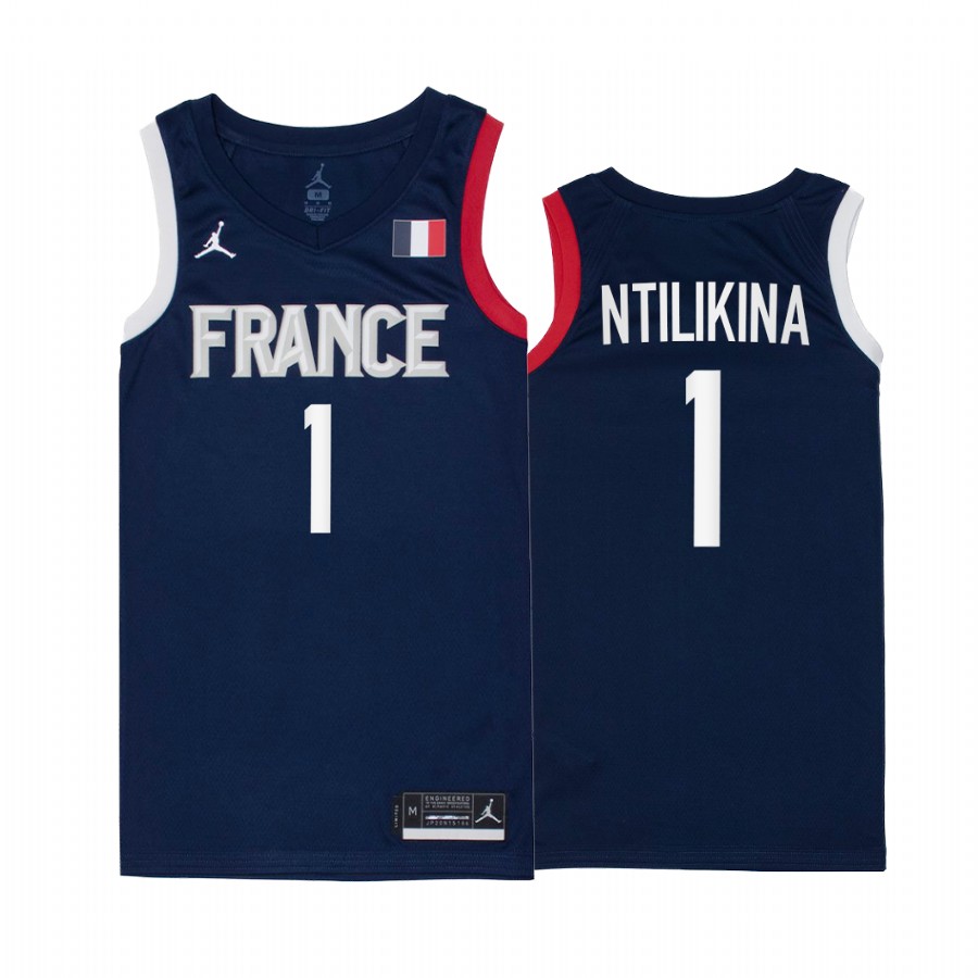 Frank Ntilikina France  #1 Navy 2021 Tokyo Olympics Limited Jersey
