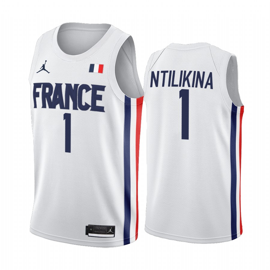 Frank Ntilikina France  #1 White 2021 Tokyo Olymipcs Limited Jersey
