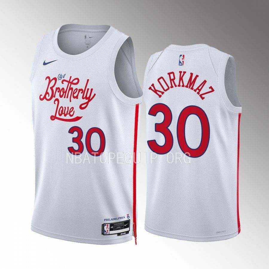 Furkan Korkmaz 2022-23 Philadelphia 76ers White #30 City Edition Jersey Swingman