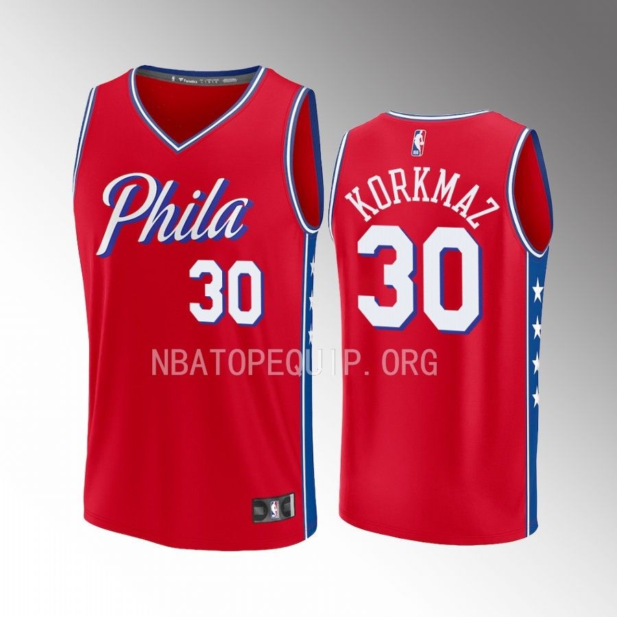 Furkan Korkmaz 76ers #30 Red Jersey Fast Break Fast Break Player 2022-23 Statement Edition