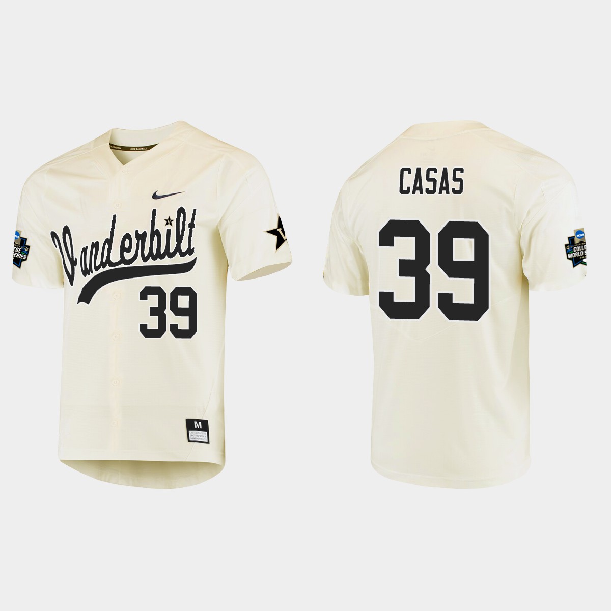 Gavin Casas Vanderbilt Commodores College World Series  Jersey - Cream