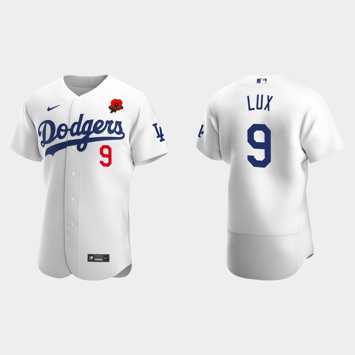 Gavin Lux Los Angeles Dodgers 2022 Memorial Day Poppy Patch Jersey - White
