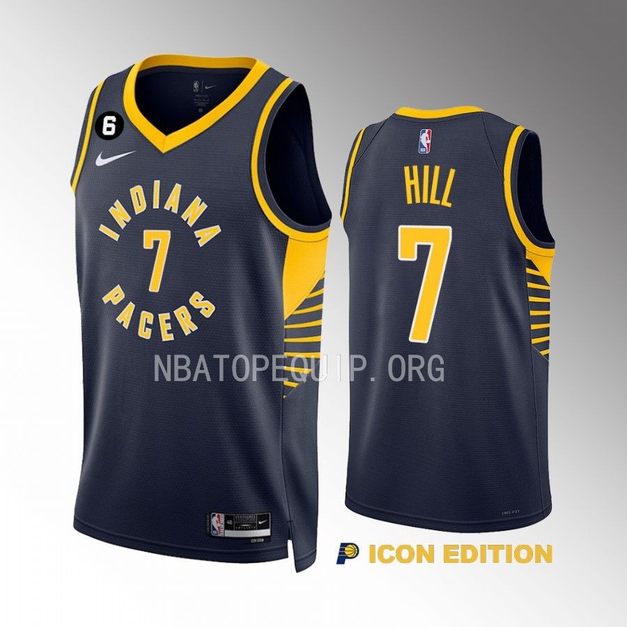 George Hill Indiana Pacers 2022-23 Icon Edition Navy #7 Jersey Swingman
