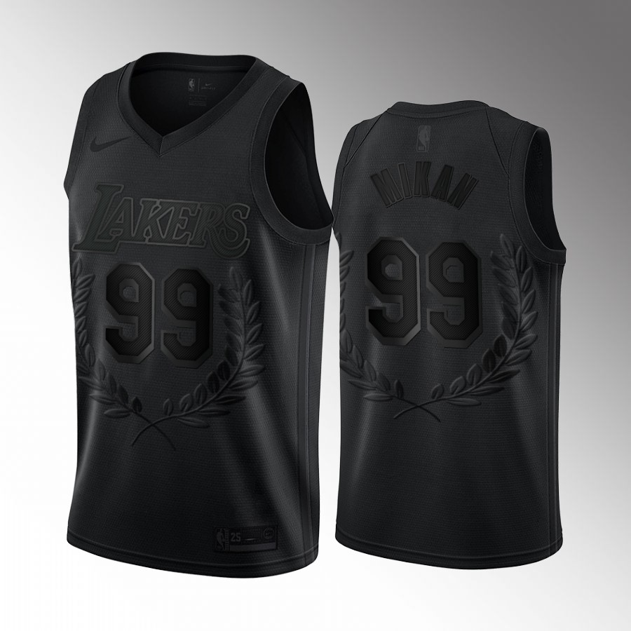 George Mikan Glory Retirement 99 Los Angeles Lakers Black Jersey Platinum Edition