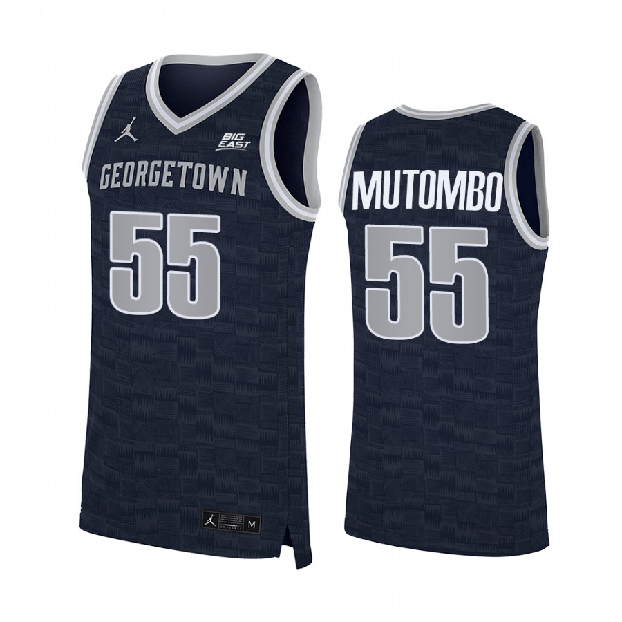 Georgetown Hoyas Dikembe Mutombo Jersey College  Navy Alumni Uniform