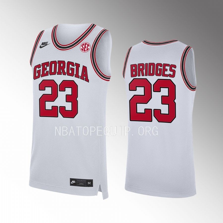 Georgia Bulldogs Braelen Bridges Jersey 2022-23 Home  White  Uniform