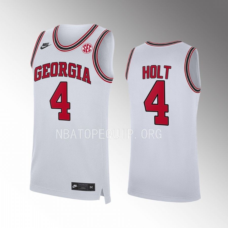 Georgia Bulldogs Jusaun Holt Jersey 2022-23 Home  White  Uniform