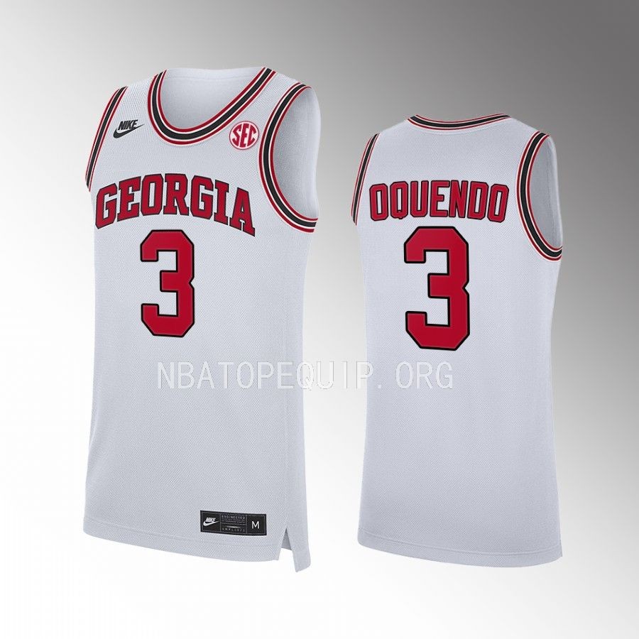 Georgia Bulldogs Kario Oquendo Jersey 2022-23 Home  White  Uniform