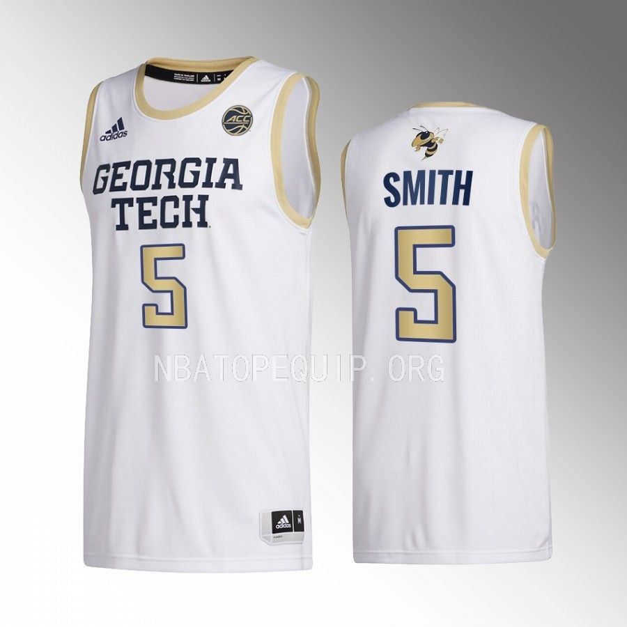 Georgia Tech Yellow Jackets Deivon Smith Jersey 2022-23 Home  White Swingman Uniform