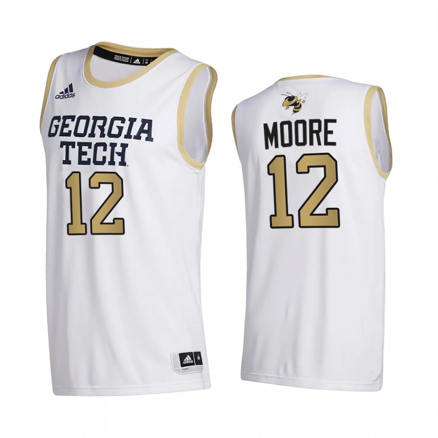 Georgia Tech Yellow Jackets Khalid Moore White College  2020-21 Jersey