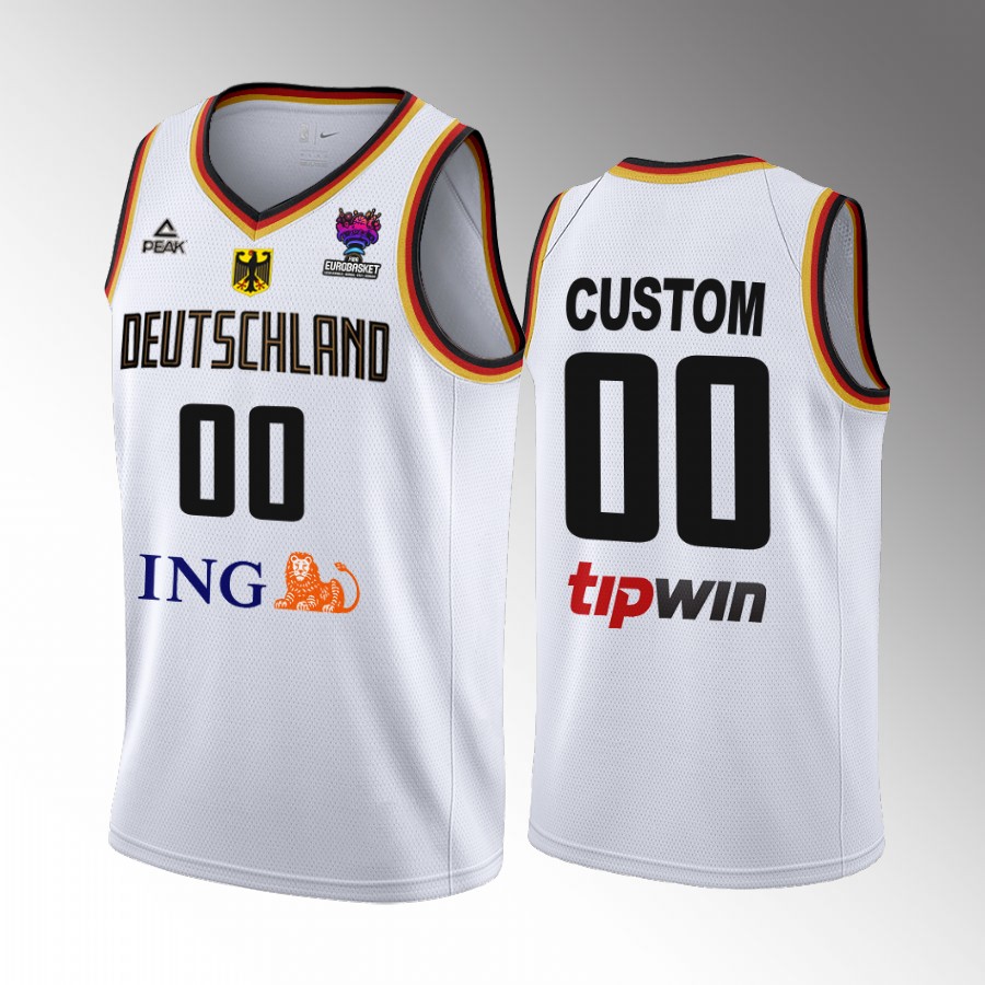 Germany  #00 Custom FIBA EuroBasket 2022 Home Men Jersey White