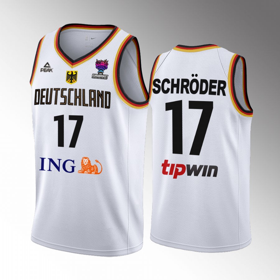 Germany  #17 Dennis Schroder FIBA EuroBasket 2022 Home Men Jersey White