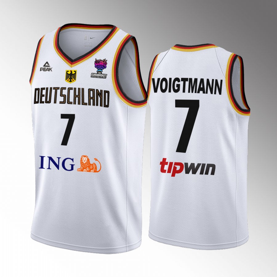 Germany  #7 Johannes Voigtmann FIBA EuroBasket 2022 Home Men Jersey White