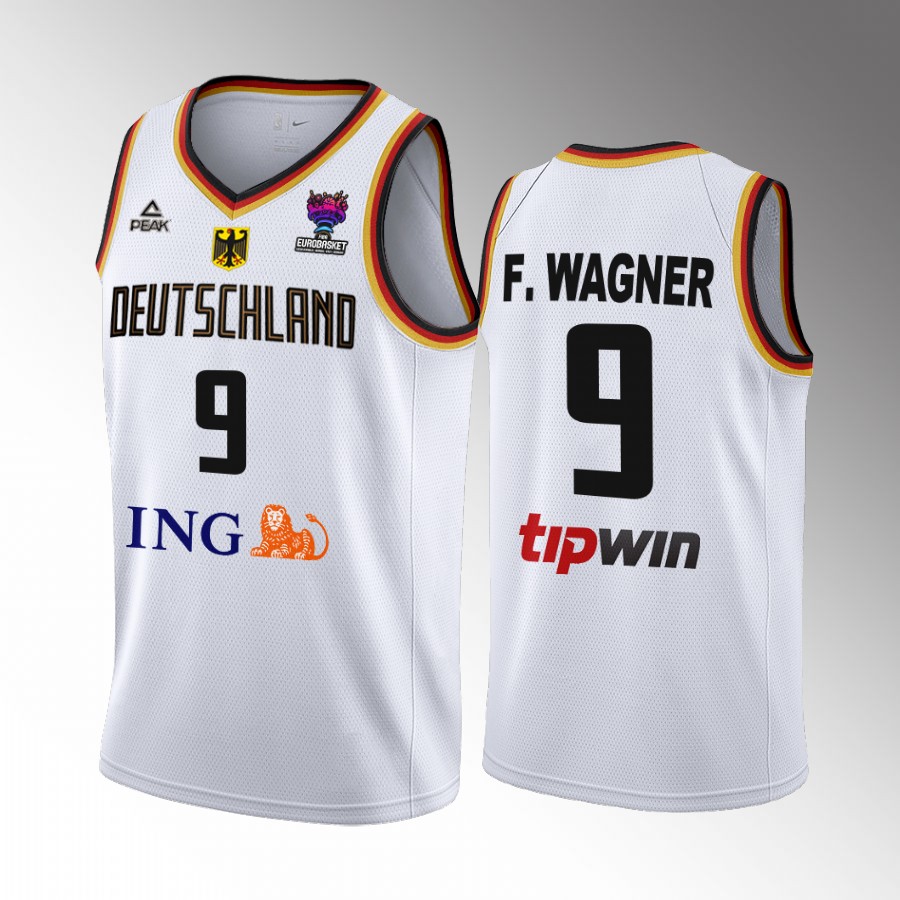 Germany  #9 Franz Wagner FIBA EuroBasket 2022 Home Men Jersey White