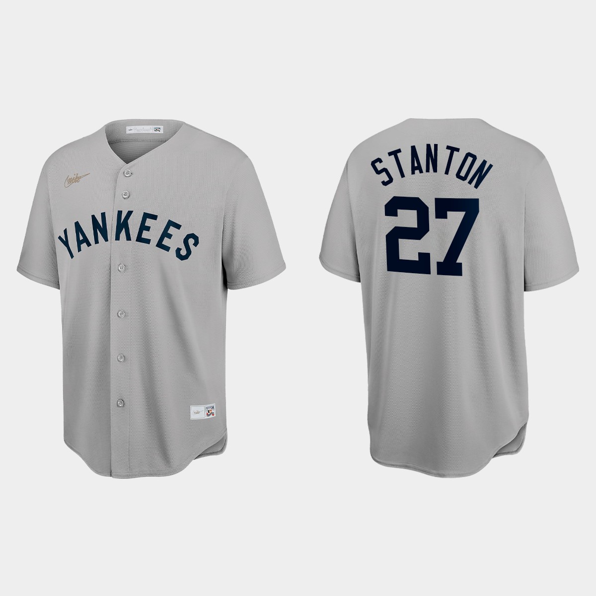 Giancarlo Stanton New York Yankees Cooperstown Throwback Jersey - Gray