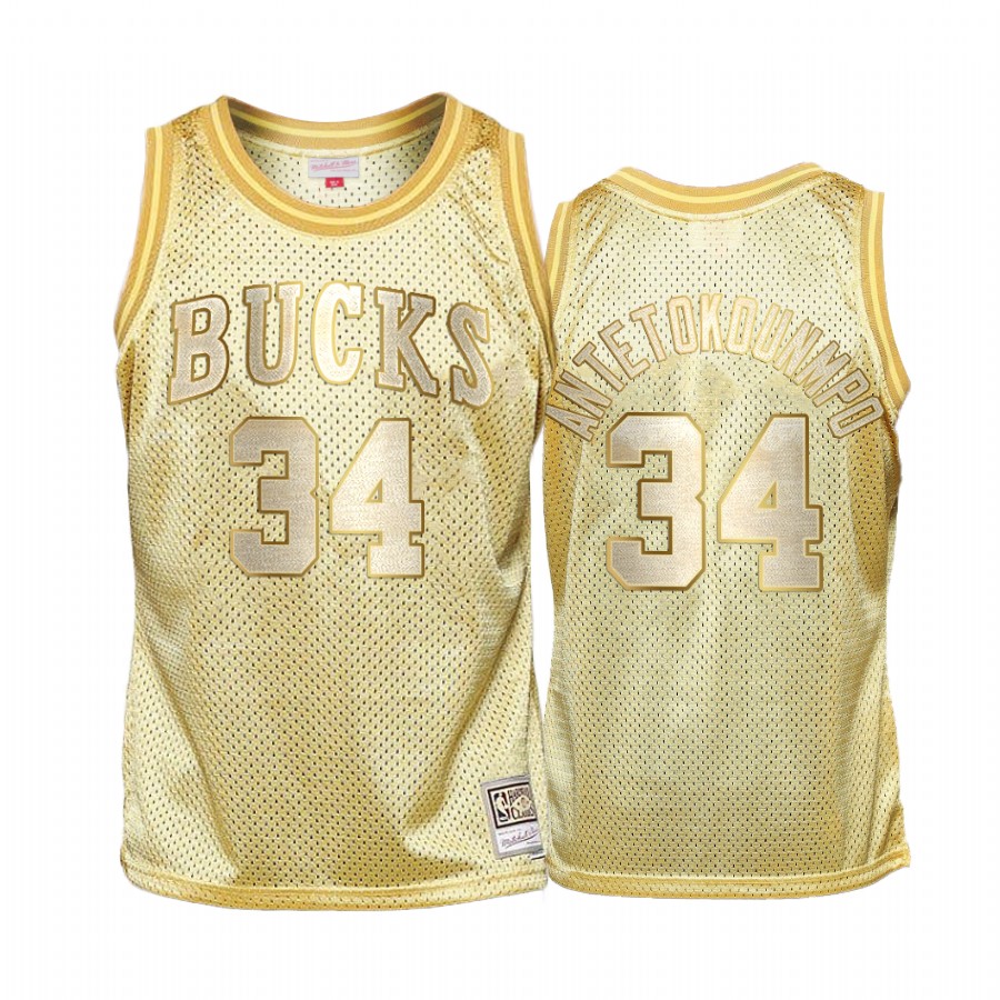 Giannis Antetokounmpo #34 Milwaukee Bucks Golden Midas SM Jersey