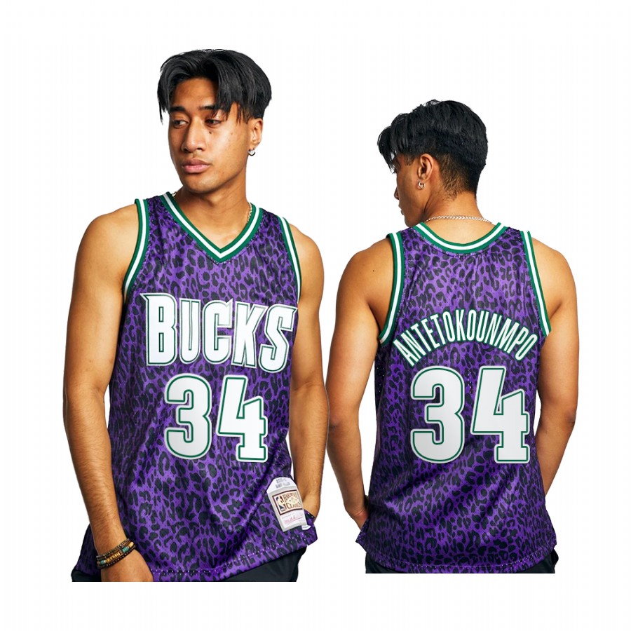 Giannis Antetokounmpo 34 Milwaukee Bucks Wild Life Green Jersey HWC Swingman