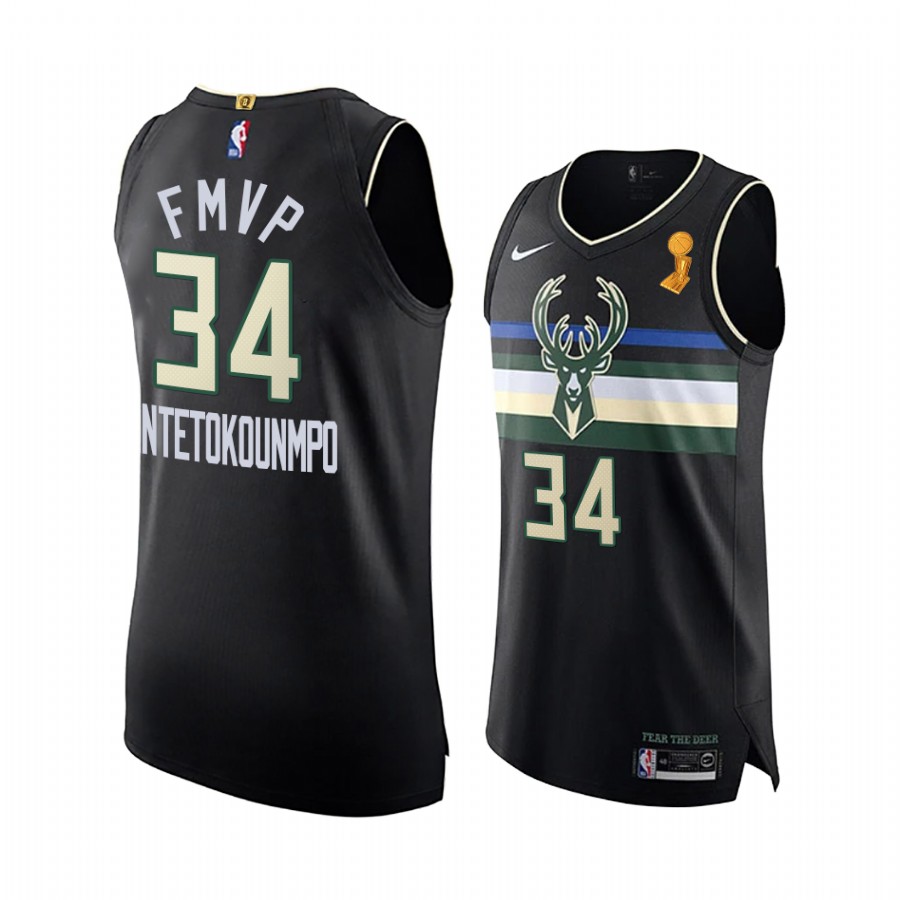 Giannis Antetokounmpo Milwaukee Bucks 2021 FMVP Black Jersey
