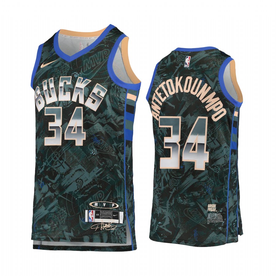 Giannis Antetokounmpo MVP Bucks #34 Green Select Series Jersey