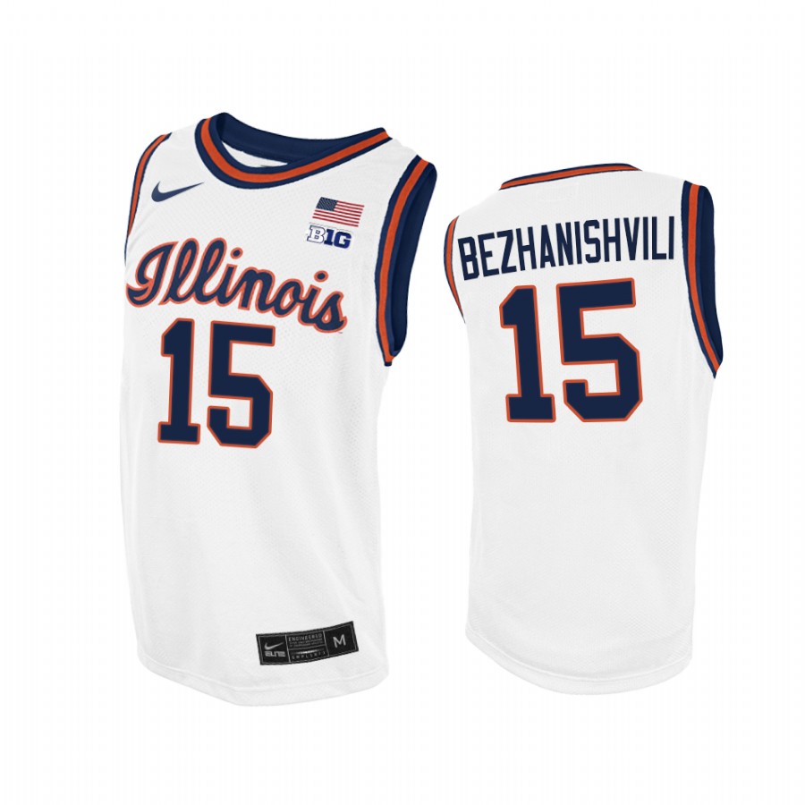 Giorgi Bezhanishvili Illinois Fighting Illini White Jersey 2021 Throwback College