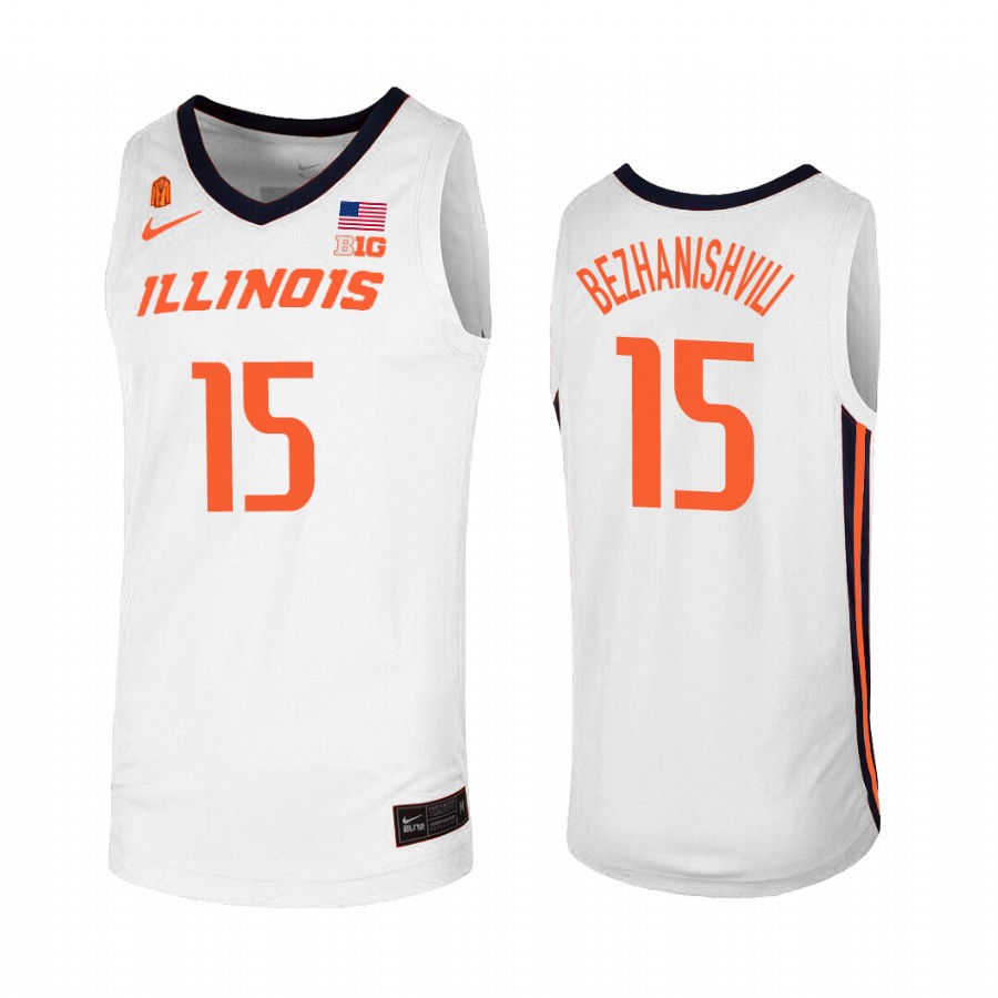 Giorgi Bezhanishvili Illinois Fighting Illini White Jersey  College