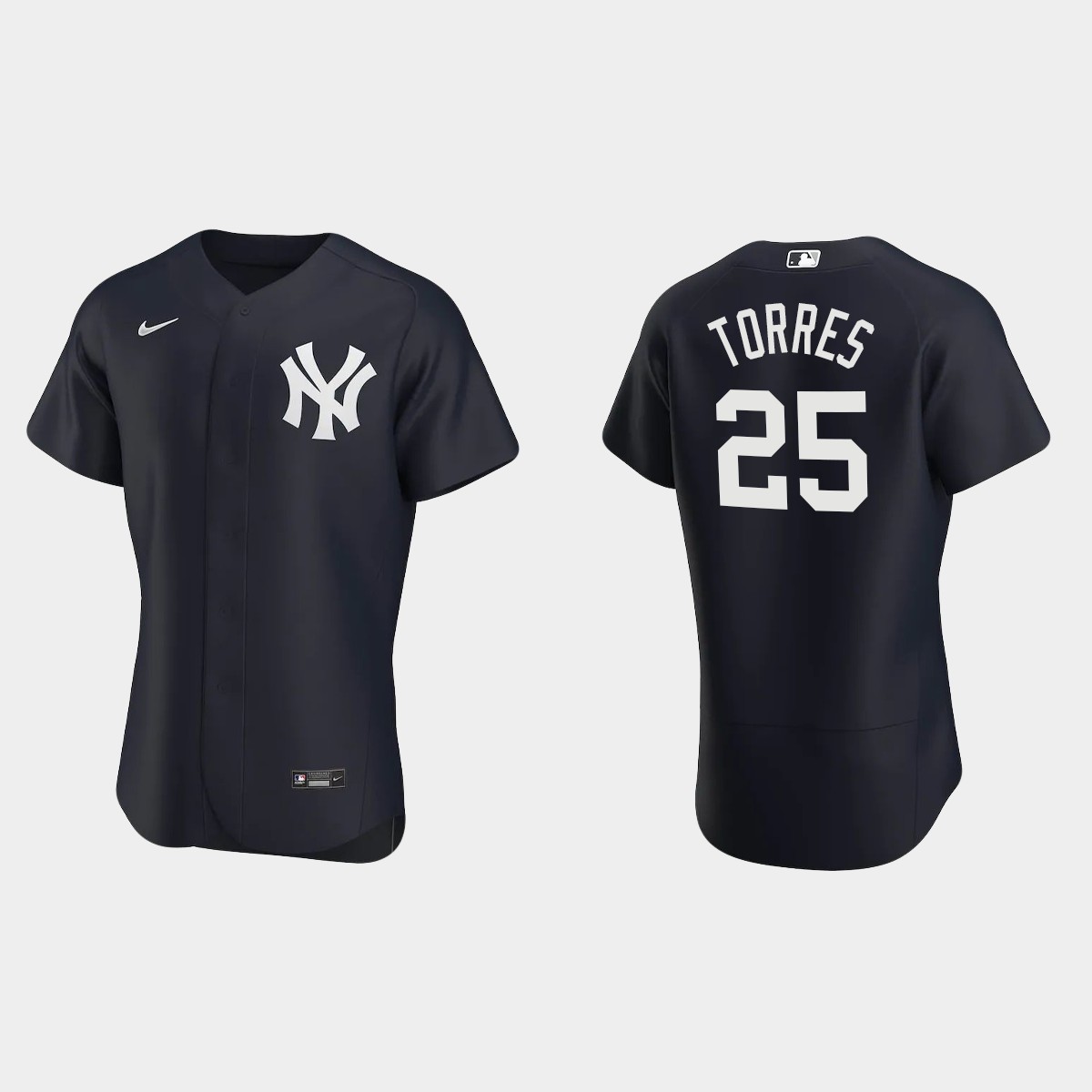 Gleyber Torres #25 New York Yankees Navy Team Logo 2020 Alternate Jersey