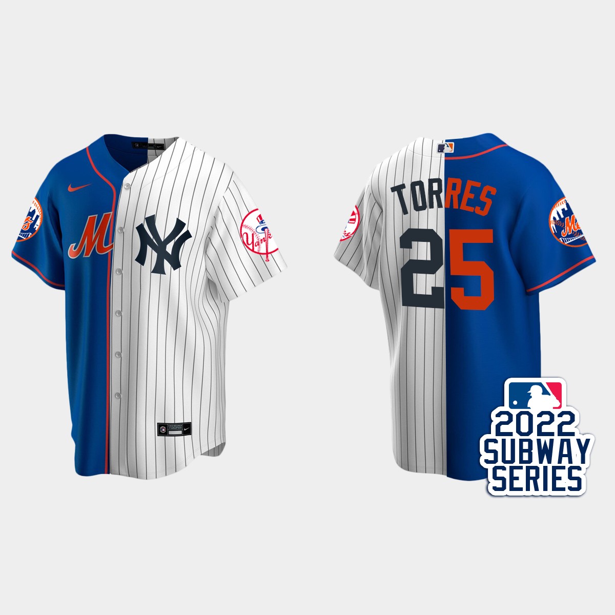 Gleyber Torres New York Yankees 2022 Subway Series Split Jersey - Royal White