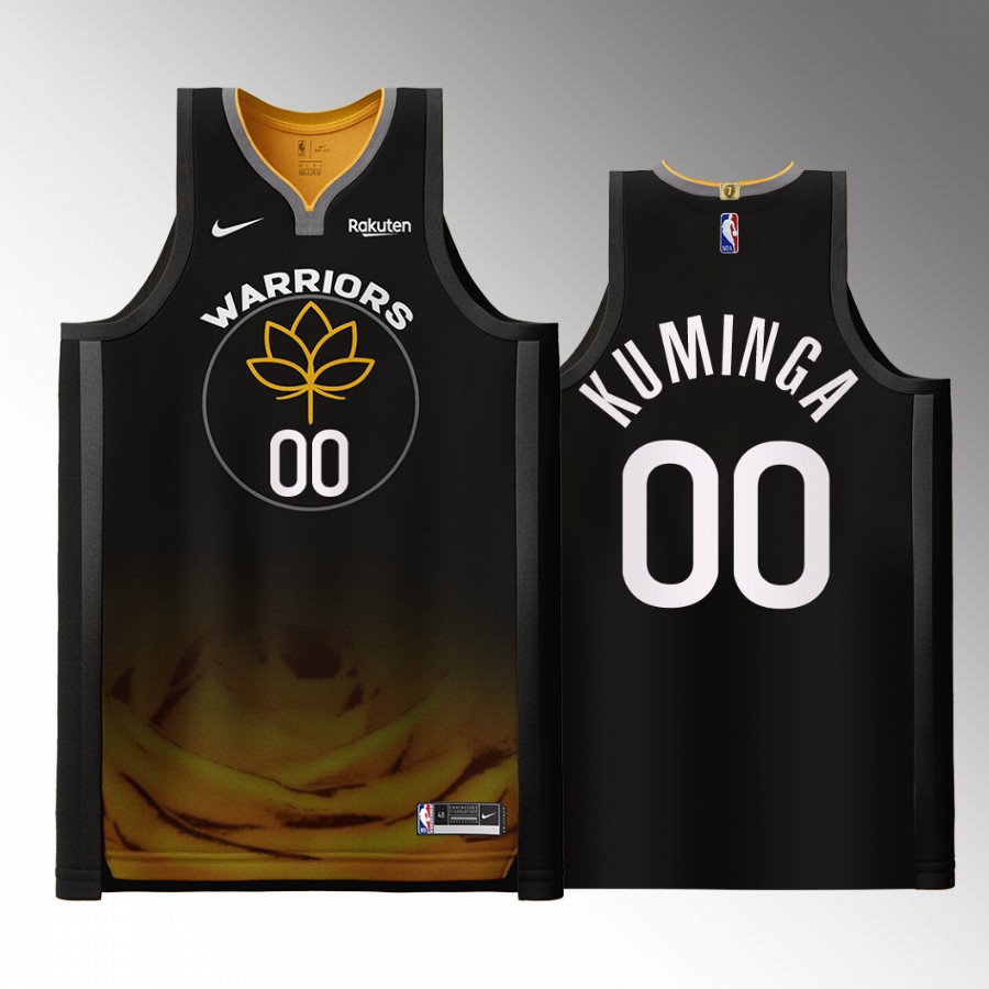 Golden State Warriors #00 Jonathan Kuminga Black Jersey 2022-23 City Edition