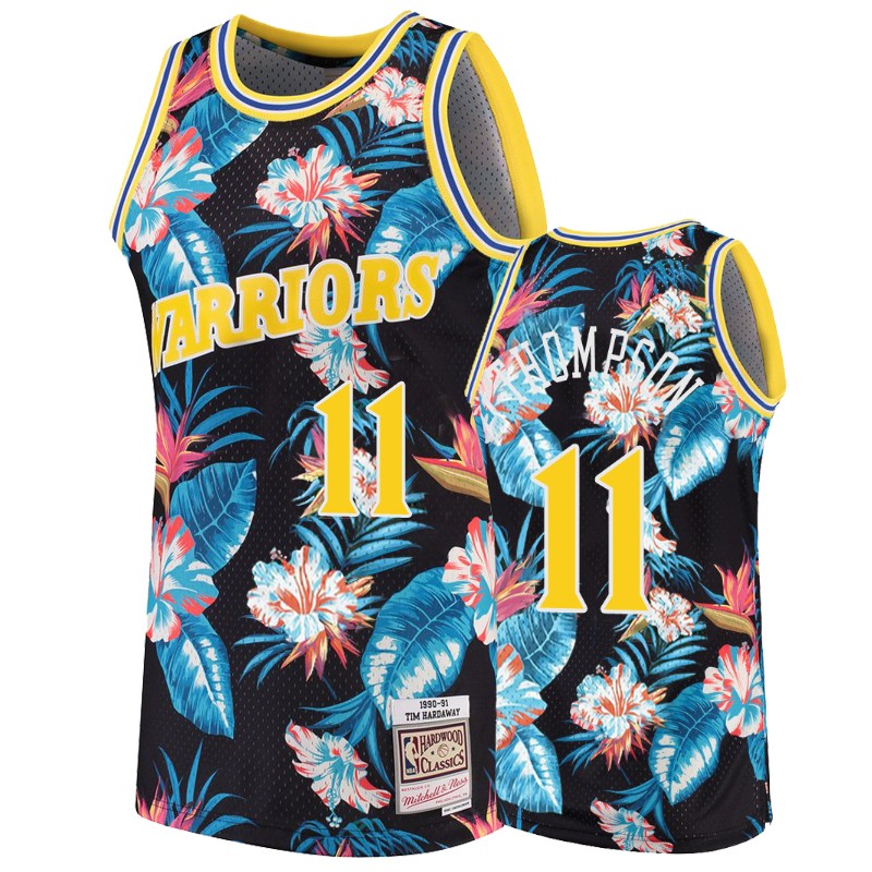 Golden State Warriors #11 Klay Thompson Floral Fashion 90's Collection Jersey