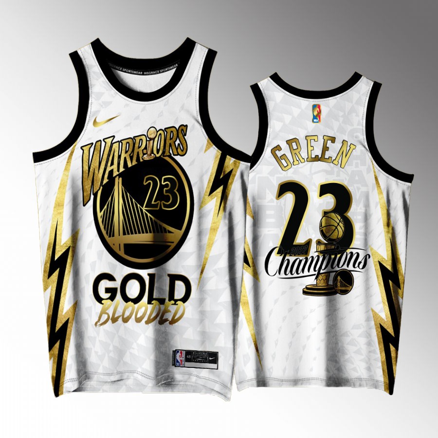 Golden State Warriors #23 Draymond Green 2022 Gold Program Champions White Jersey Exclusive