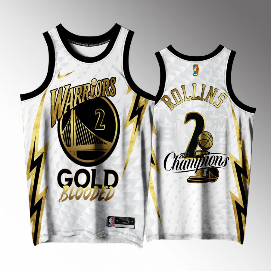 Golden State Warriors #2 Ryan Rollins 2022 Gold Program Champions White Jersey Exclusive