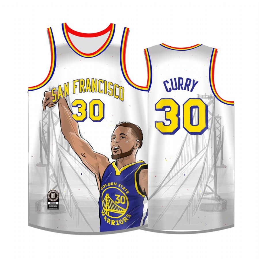 Golden State Warriors #30 Stephen Curry Jersey Cool Man White
