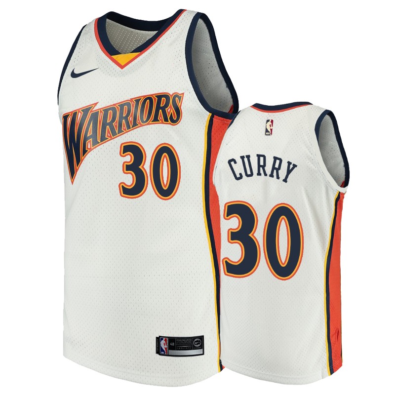 Golden State Warriors #30 Stephen Curry White Throwback Men's Jersey