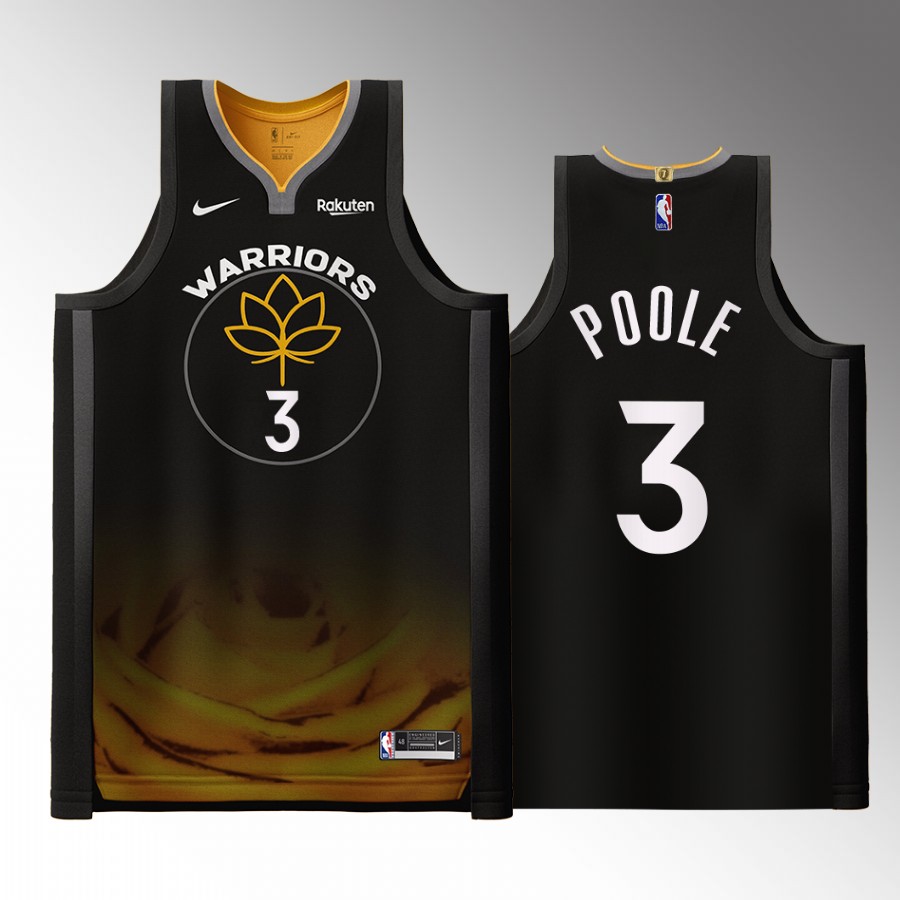 Golden State Warriors #3 Jordan Poole Black Jersey 2022-23 City Edition