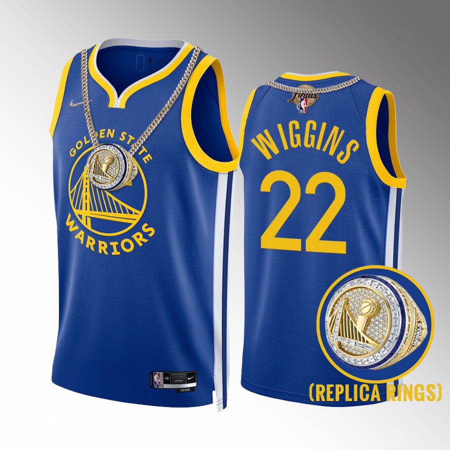 Golden State Warriors Andrew Wiggins 2022 NBA Champions Jersey Royal #22  Ring