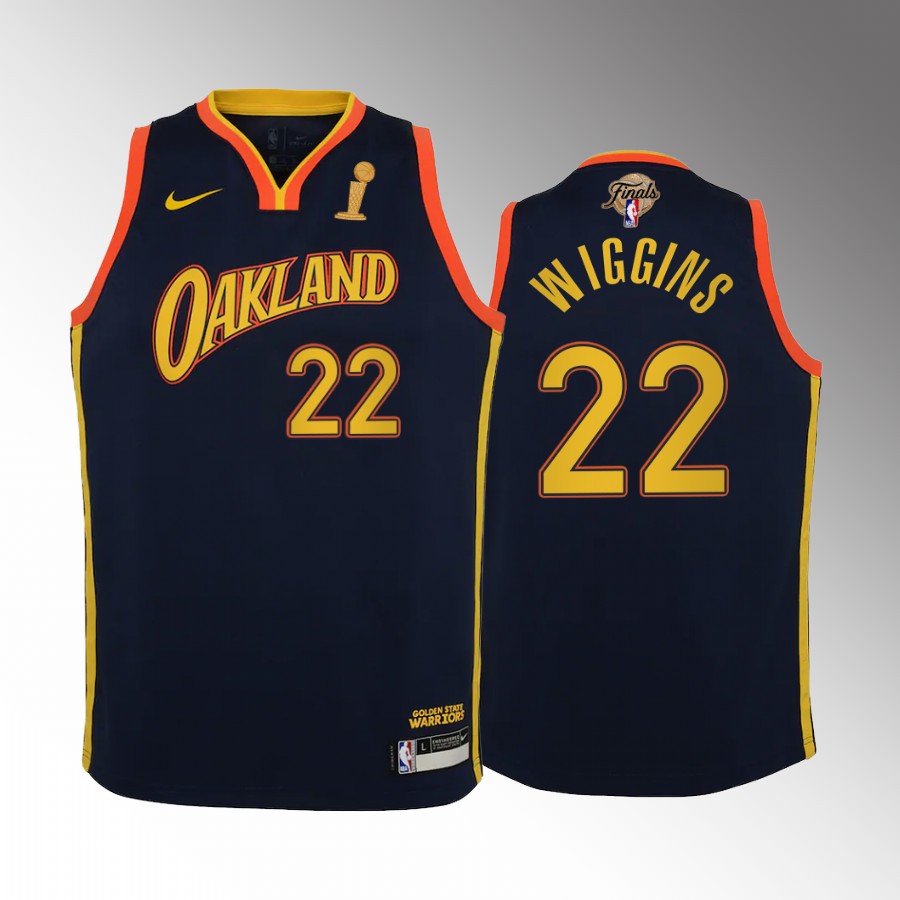 Golden State Warriors Andrew Wiggins 2022 NBA Finals Champions Navy Youth Jersey City #22