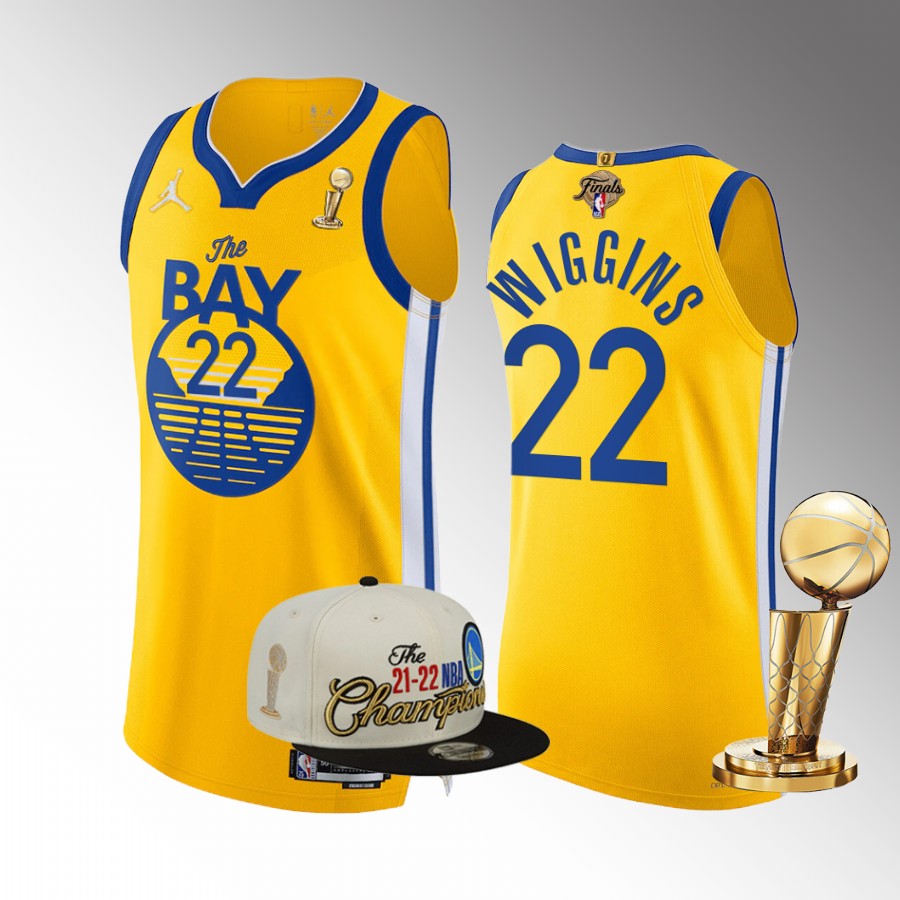 Golden State Warriors Andrew Wiggins 7X NBA Finals Champs Jersey Gold #22 Set