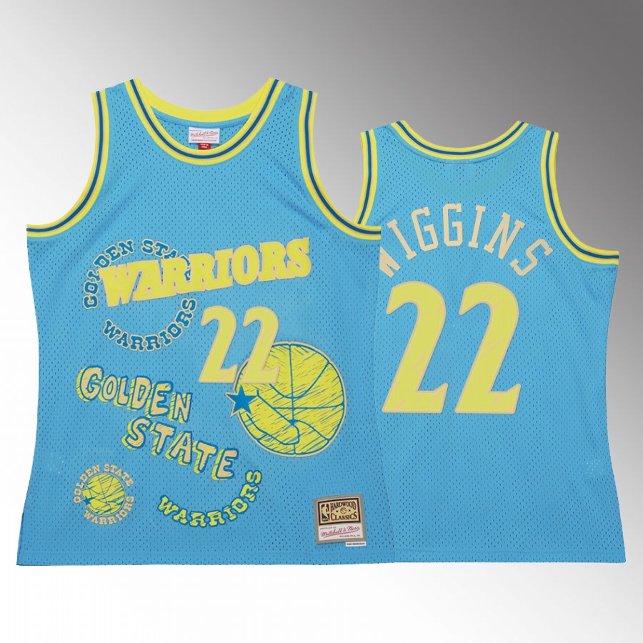 Golden State Warriors Andrew Wiggins Blue Sidewalk Sketch Men Jersey Hardwood Classics