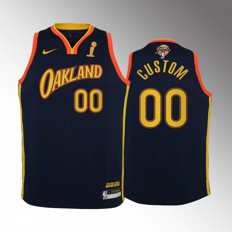 Golden State Warriors Custom 2022 NBA Finals Champions Navy Youth Jersey City #00