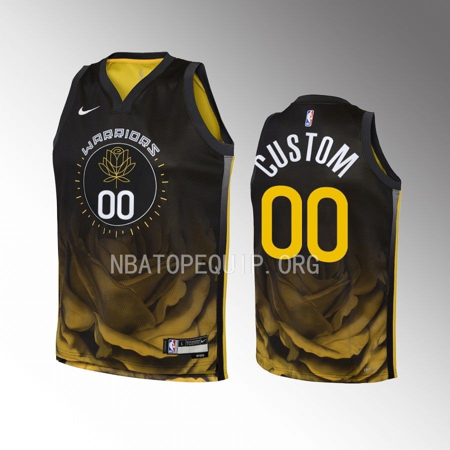Golden State Warriors Custom City Edition Black Youth Jersey Swingman #00