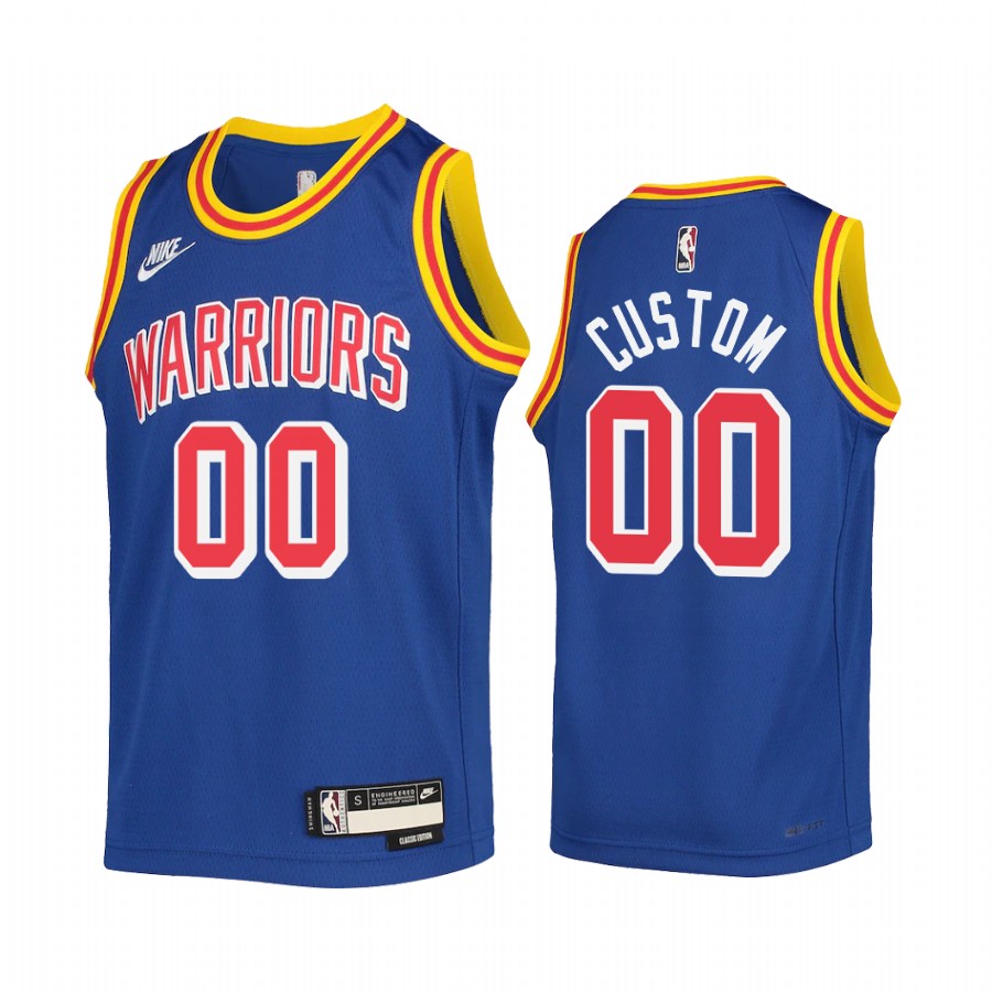 Golden State Warriors Custom Classic Edition Royal Youth Jersey NBA 75TH #00